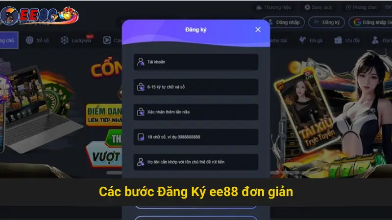 Các bước Đăng Ký ee88 đơn giản
